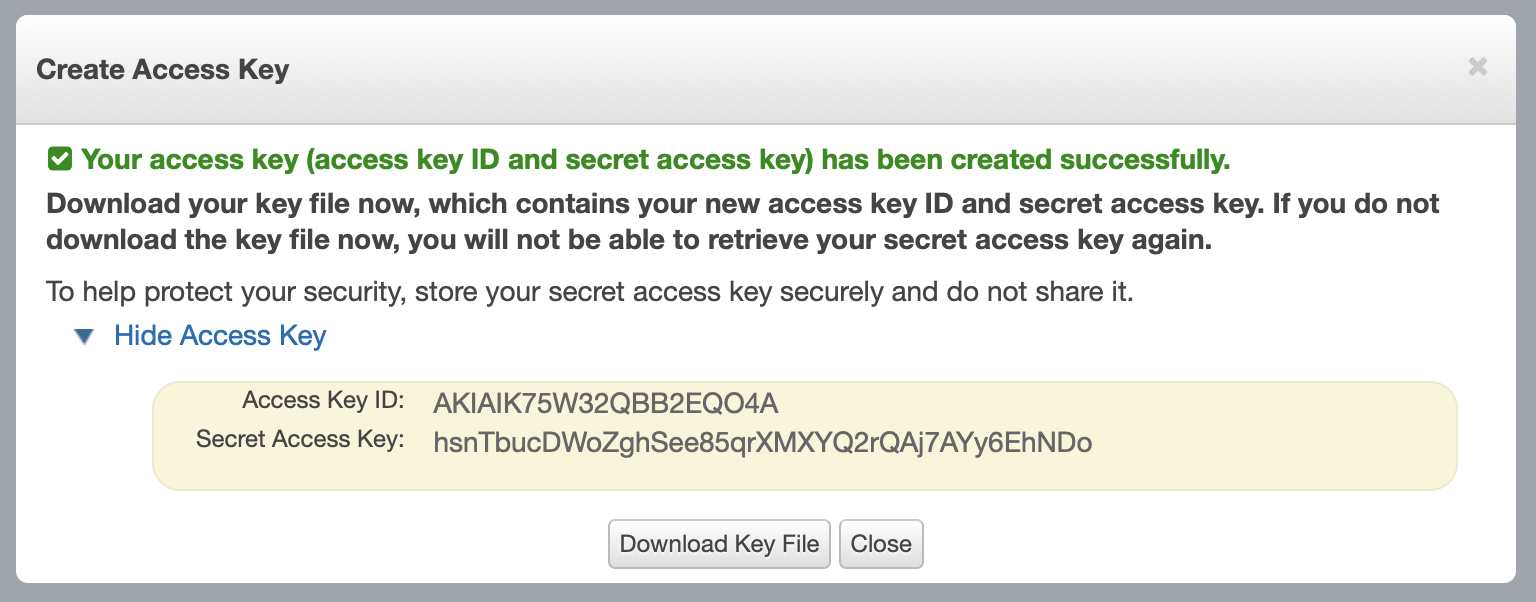 Created AWS Access Key